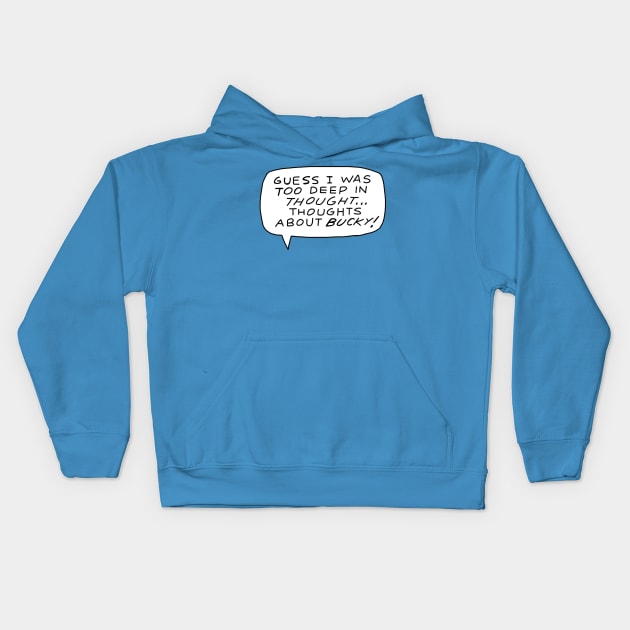 Deep Thoughts About Bucky Kids Hoodie by Whitelaw Comics